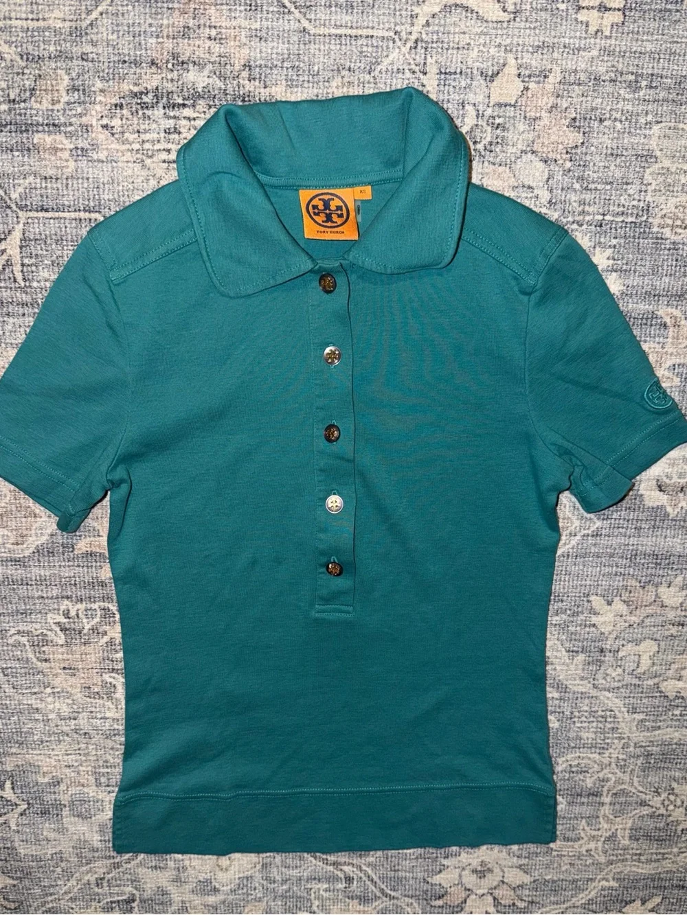 Tory Burch Girls' Teal Short-Sleeve Polo